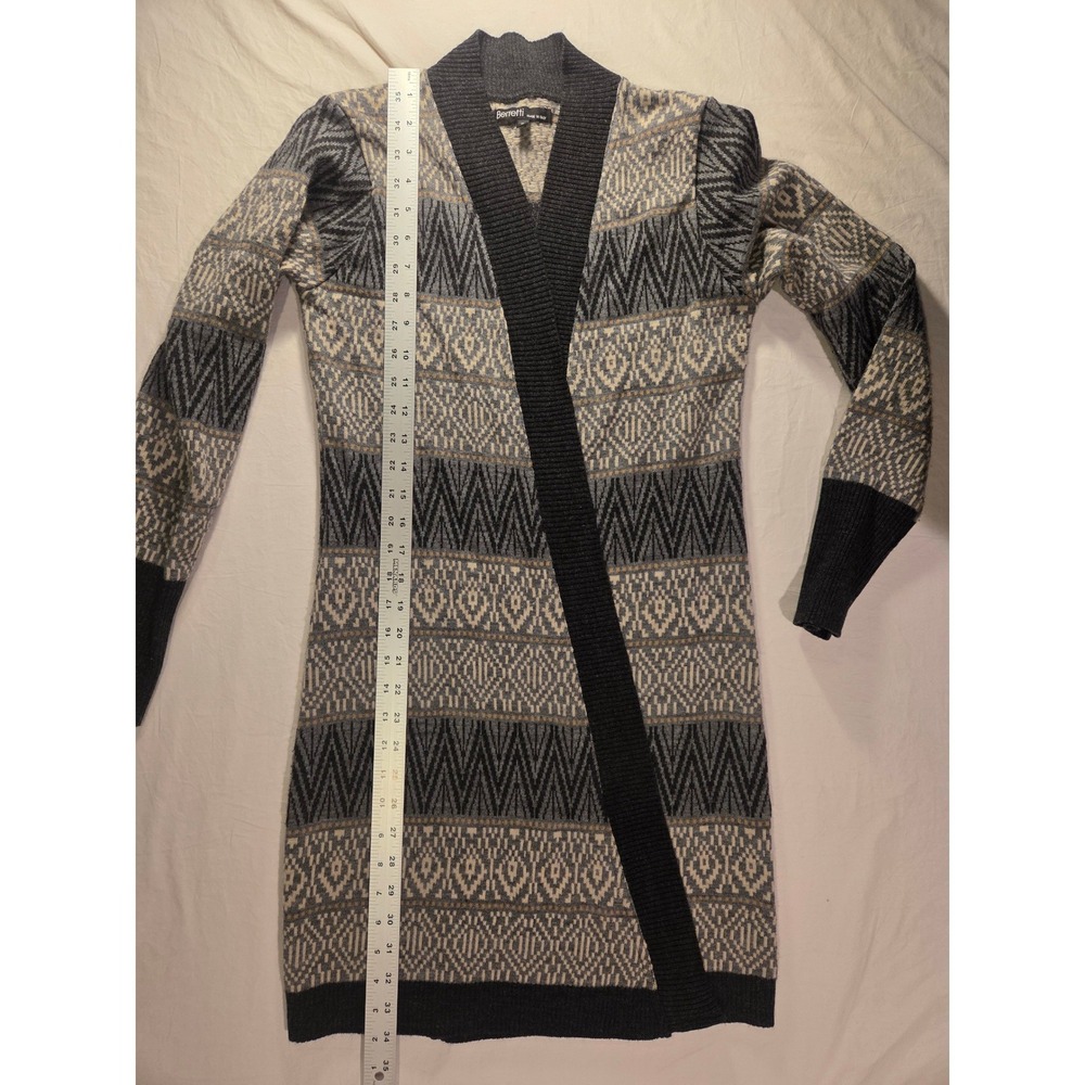 Berretti Women's Open Front Longline Cardigan Wool Blend Geometric, Size S - Picture 8 of 9